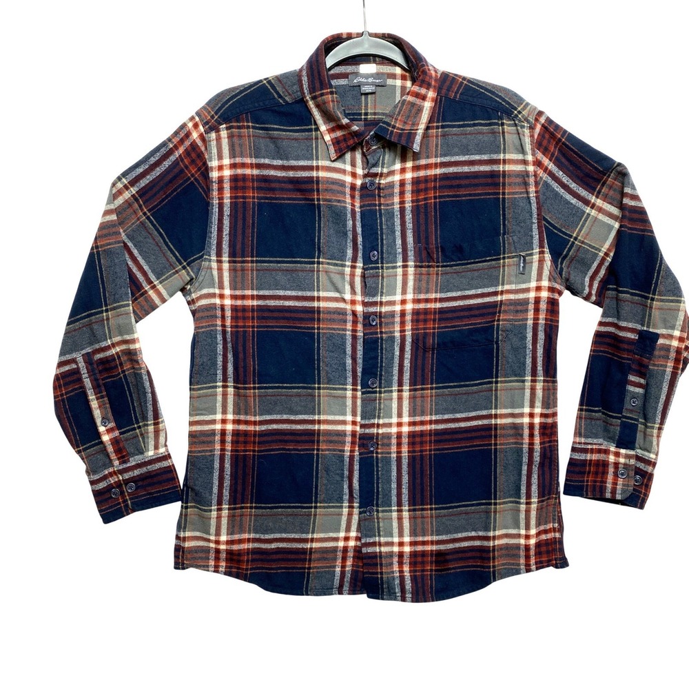 Eddie Bauer Flannel Shirt Mens M Long Sleeve Button Up Plaid Button Up Cotton